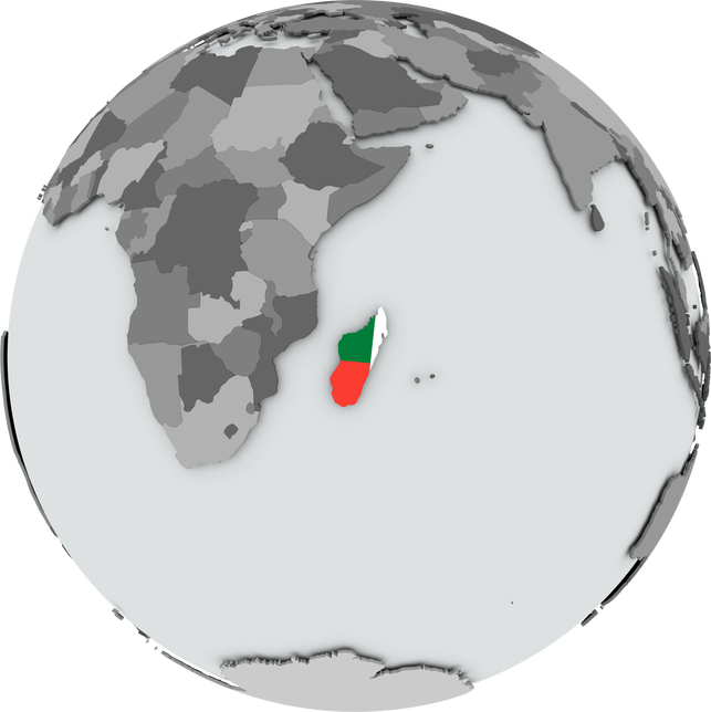 Madagascar on Globe Isolated